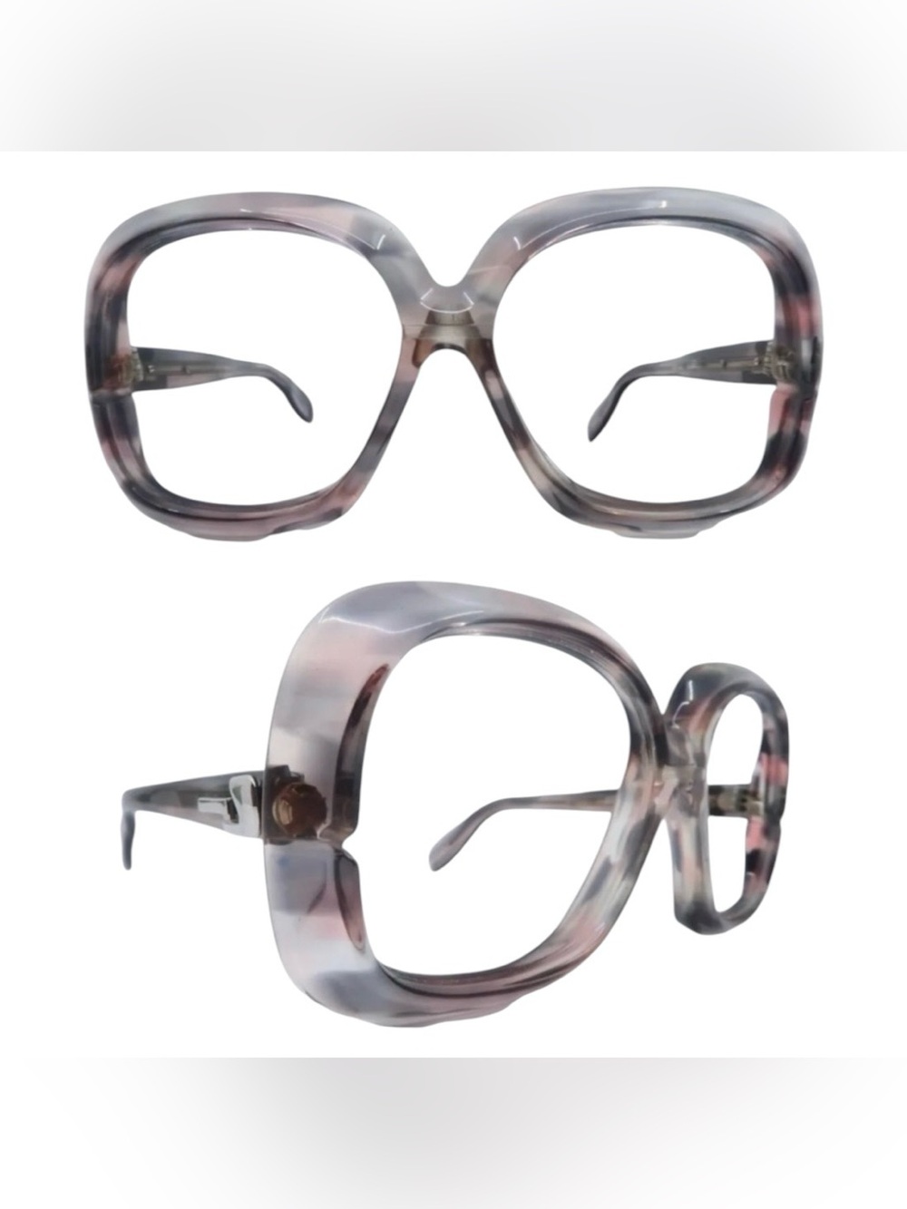 Vintage 1970’s Silhouette Eyeglasses Frames, Marbled Purple,  Made in Austria